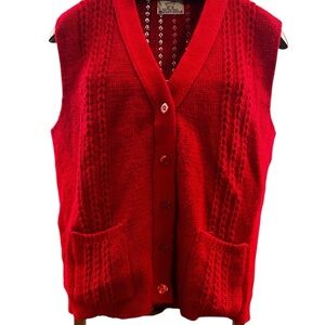 Vibrant Red V-Neck Sweater Vest